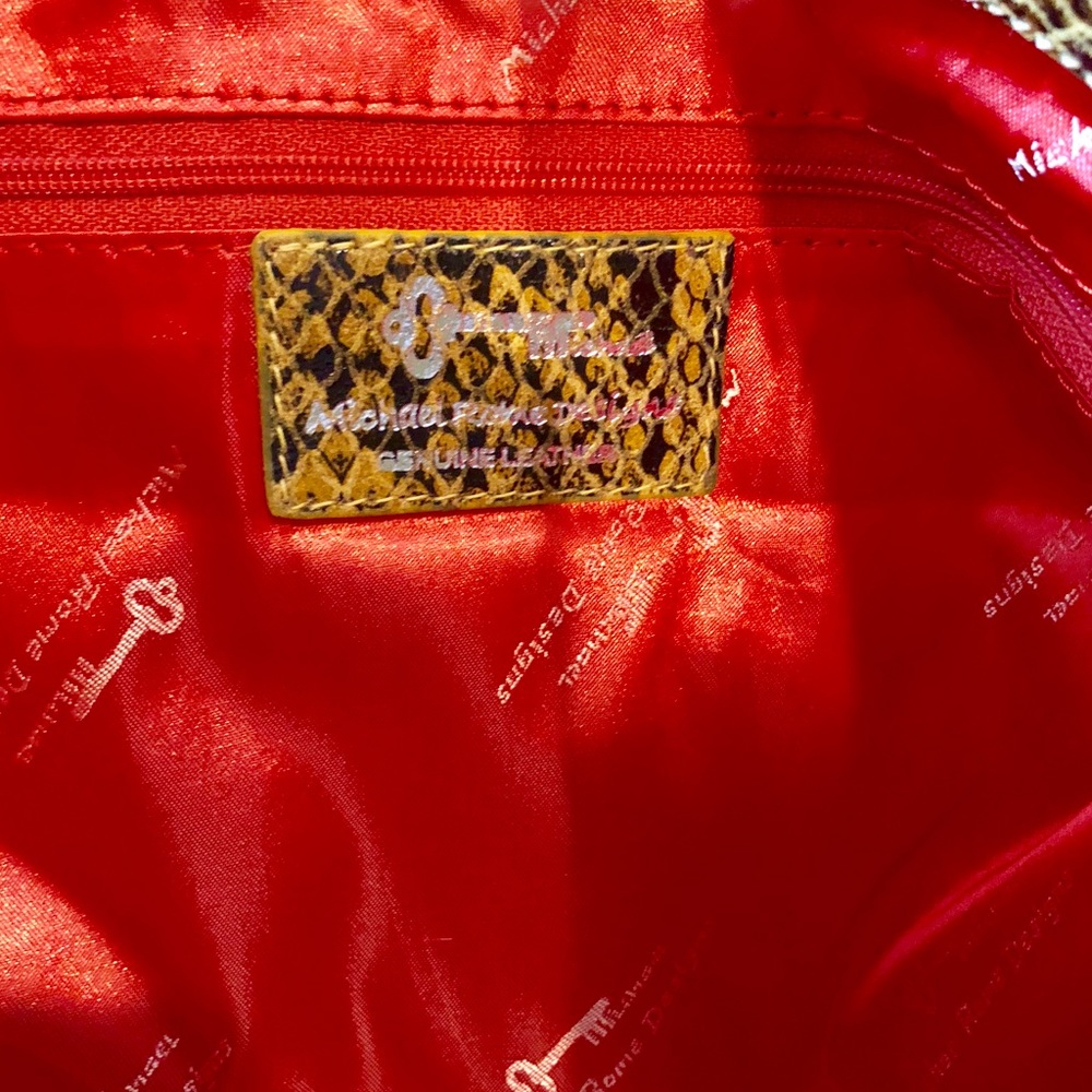 MICHAEL ROME Designs Yellow Snakeskin Leather Bag - Picture 7 of 7